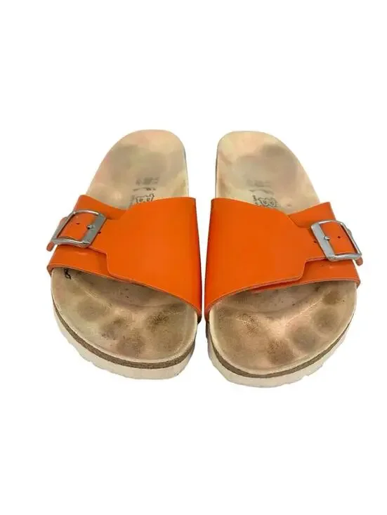 Birkenstock Birkis Catalina Orange Sparkle Anatomical Slide Sandals Size 40 - Picture 3 of 6